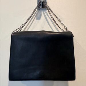 All Saints Black Lambskin Cross Body Clutch / Cross body
